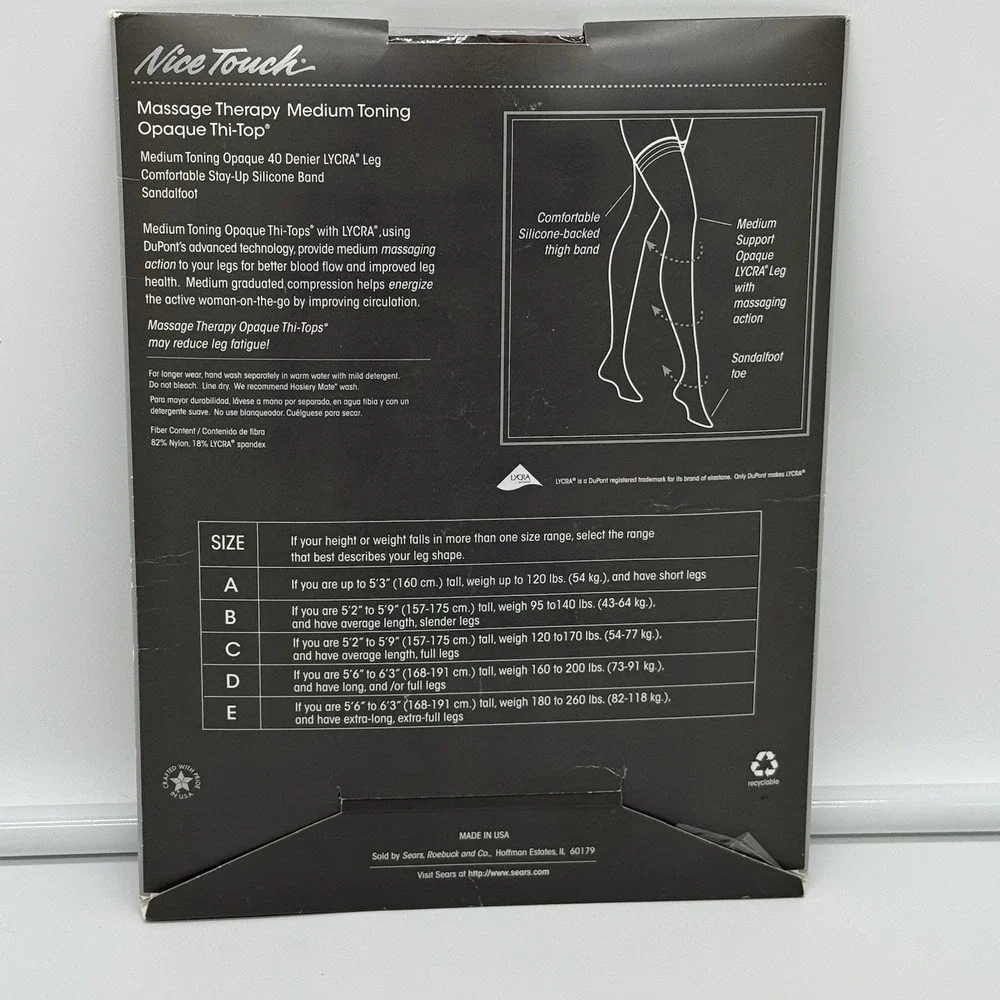 Nice Touch Support Therapy Med Toning Opaque Lycra Leg‎ Brown Size B Thi- High